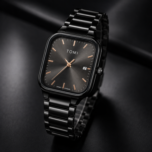 TOMI Premium Black Stainless Steel Watch