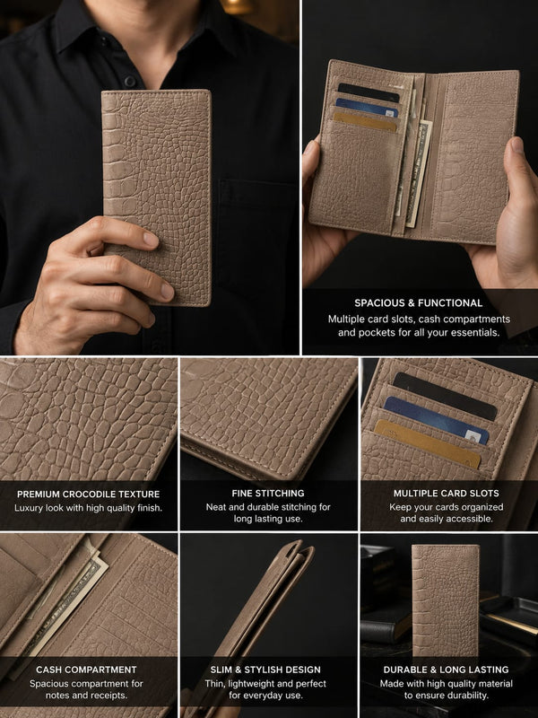 Premium Crocodile Texture Long Wallet