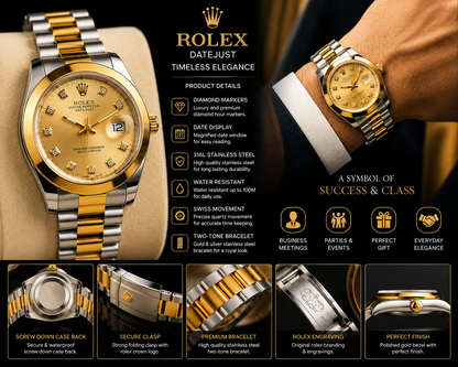 Luxury Gold & Silver Date Watch for Men