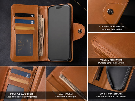 Premium PU Leather Wallet Flip Case